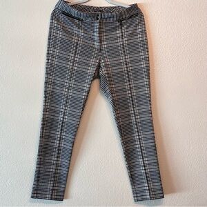 J. McLaughlin Houndstooth Woman Pants Black/White/Beige Zipper Pockets size 10